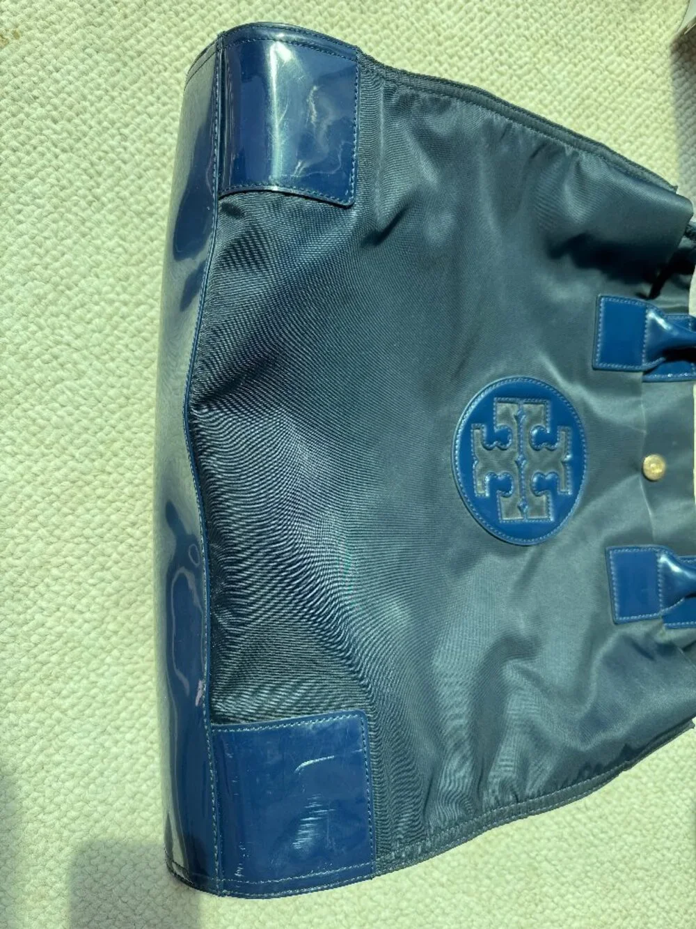 Tory Burch Ella Large Nylon Tote French Navy Work Travel Bag